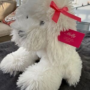 Victoria's Secret Molly Plush Dog in White with Pink Tag & Bow - Limited Edition